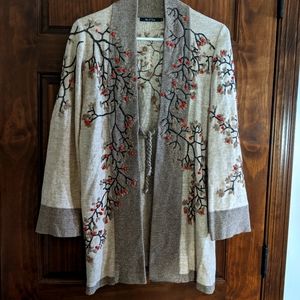 Nic & Zoe embroidered, beaded, cardigan sweater. Size Small.